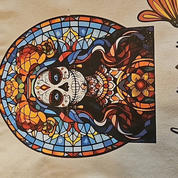 Hand Crafted Tote Bag Sugar Skull Multicolored Be You Reusable grocery bag 13" - Picture 14 of 17